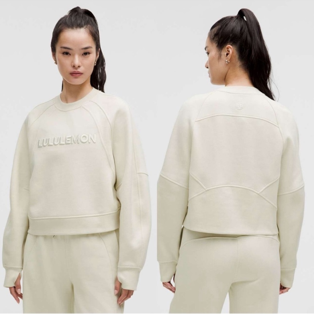 NWT LULULEMON SCUBA OVERSIZED WORDMARK PULLOVER SWEATSHIRT BONE Med/ Lg
